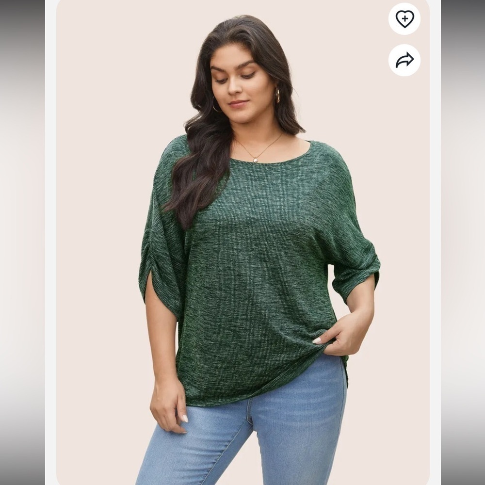 BloomChic Plus Size 4XL Boat Neck Gathered Dolman Sleeve T-shirt us26